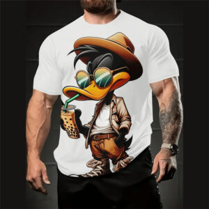 Men's 3D Cartoon Printed T-Shirt – Casual Loose Fit Short Sleeve Tee
